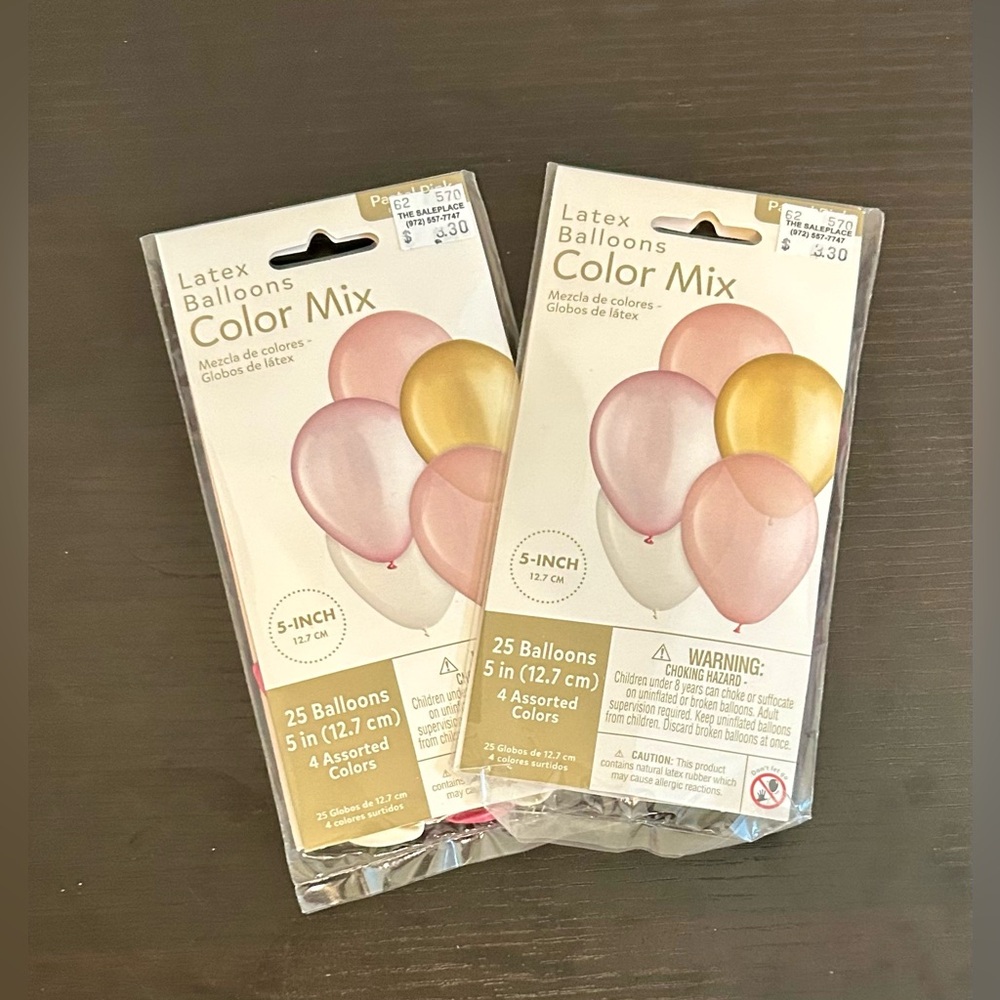5” Pastel Pink colors Latex Balloons (Pack Of 25 each) 2 NIB packages